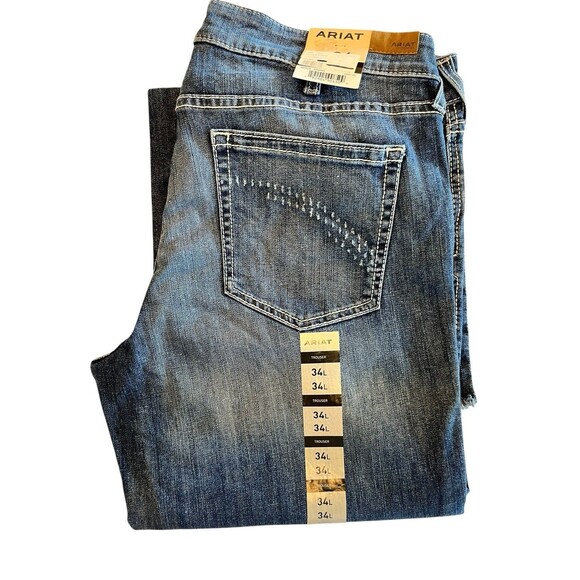 Ariat Jeans Wide Leg NWT Tag Sz 34L Womens Mid Rise Trouser Raw Hem Anabelle - Picture 1 of 12